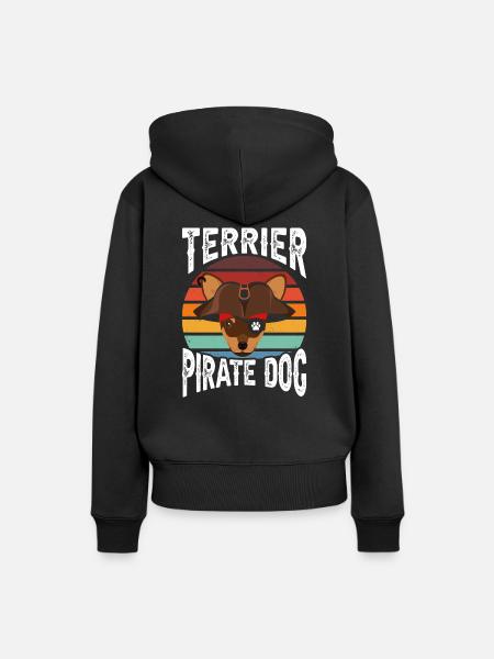 Terrier Pirate Dog - Frauen Premium Bio Hoodie - Schwarz