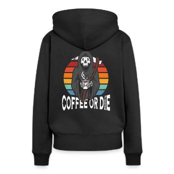 Café ou matrice - Sweat à capuche Premium bio Femme - noir - Dos - Julia (174cm)