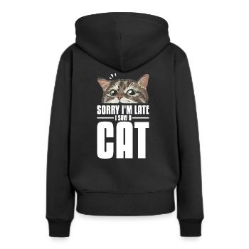 J’ai vu un chat - Sweat à capuche Premium bio Femme - noir - Dos - Julia (174cm)