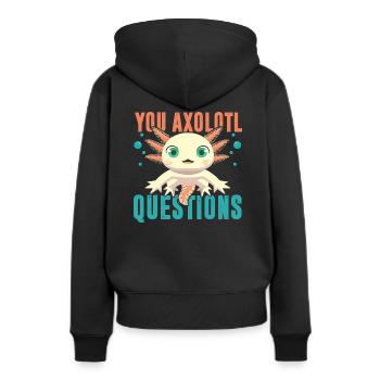 Vous Axolotl Questions T-shirt Questions - Sweat à capuche Premium bio Femme - noir - Dos - Julia (174cm)