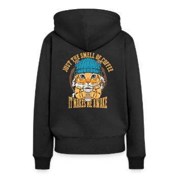 Juste l’odeur du café - Sweat à capuche Premium bio Femme - noir - Dos - Julia (174cm)