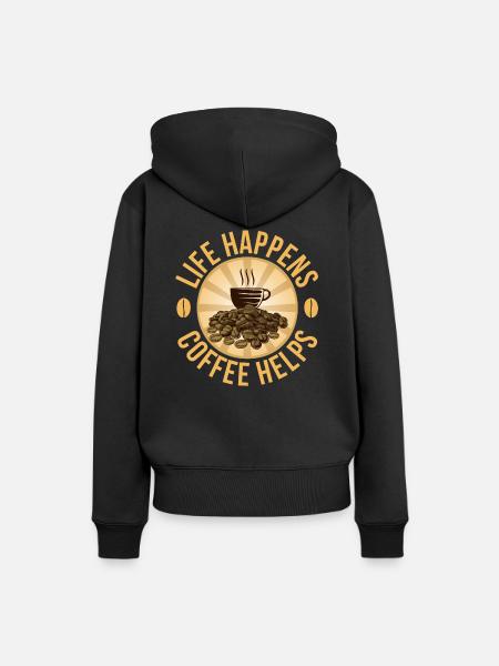 Das Leben Passiert Kaffee Hilft - Frauen Premium Bio Hoodie - Schwarz