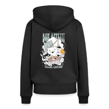 Bon Appétit édition féline - Sweat à capuche Premium bio Femme - noir - Dos - Julia (174cm)