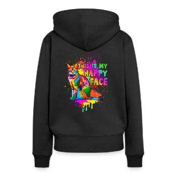 C’est mon visage heureux - Sweat à capuche Premium bio Femme - noir - Dos - Julia (174cm)