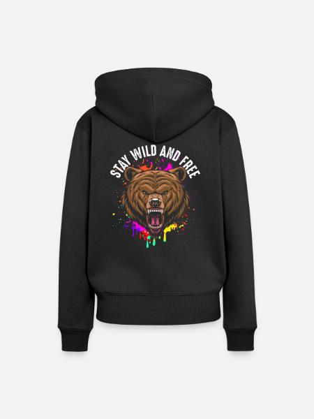Bleib wild und frei - Frauen Premium Bio Hoodie - Schwarz