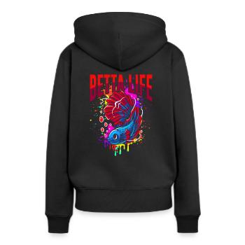 La vie de Betta - Sweat à capuche Premium bio Femme - noir - Dos - Julia (174cm)