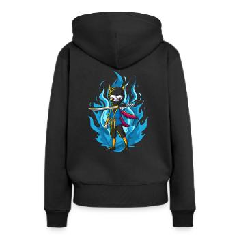 Der Grim mit dem Schwert - Frauen Premium Bio Hoodie - Schwarz - Hinten - Julia (174cm)