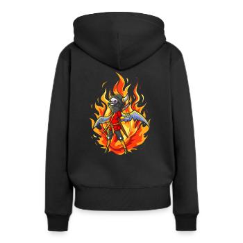 Der gruselige Ritter Grim - Frauen Premium Bio Hoodie - Schwarz - Hinten - Julia (174cm)
