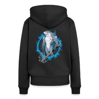 Requin mutant avec fond de feu bleu - Sweat à capuche Premium bio Femme - noir - Dos - Julia (174cm)