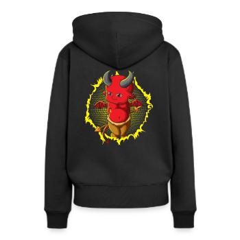 Le petit bébé diable au trident - Sweat à capuche Premium bio Femme - noir - Dos - Julia (174cm)