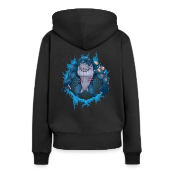 Baleine mutante avec fond en demi-teinte - Sweat à capuche Premium bio Femme - noir - Dos - Julia (174cm)
