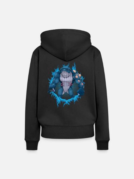 Wal-Mutant mit Halbton-Hintergrund - Frauen Premium Bio Hoodie - Schwarz