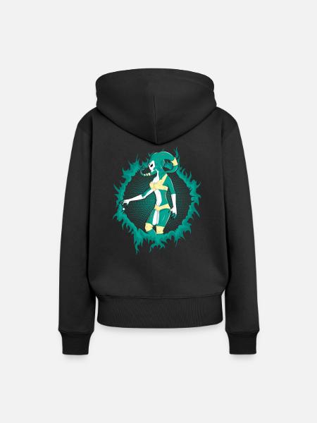 Außerirdischer mit Halbton-Hintergrund - Frauen Premium Bio Hoodie - Schwarz