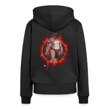 Chien mutant avec fond ardent - Sweat à capuche Premium bio Femme - noir - Dos - Julia (174cm)