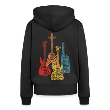 Vintage Gitarre Gitarrist E-Gitarre E-Bass Bassist - Frauen Premium Bio Hoodie - Schwarz - Hinten - Julia (174cm)