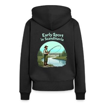 Pêche en Scandinavie - Sweat à capuche Premium bio Femme - noir - Dos - Julia (174cm)