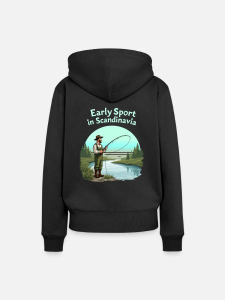 Angeln in Skandinavien - Frauen Premium Bio Hoodie - Schwarz