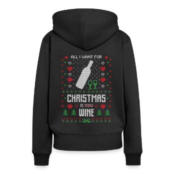 Ugly Christmas Weihnachten Wein Design - Frauen Premium Bio Hoodie - Schwarz - Hinten - Julia (174cm)