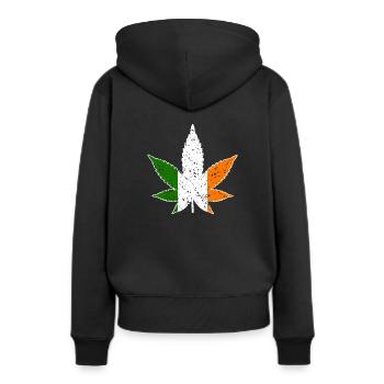 St. Patricks Day Cannabis Marihuana Haschisch Hanf - Frauen Premium Bio Hoodie - Schwarz - Hinten - Julia (174cm)