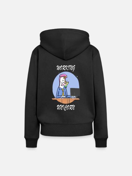 Workaholic Einhorn - Frauen Premium Bio Hoodie - Schwarz