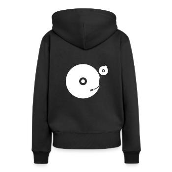 Plattenspieler - Frauen Premium Bio Hoodie - Schwarz - Hinten - Julia (174cm)