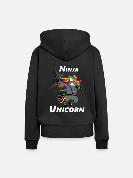 Einhorn Ninja Dabbing - Frauen Premium Bio Hoodie - Schwarz