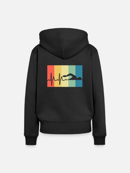 Swimming heartbeat, ECG - Women’s Premium Organic Hoodie - black