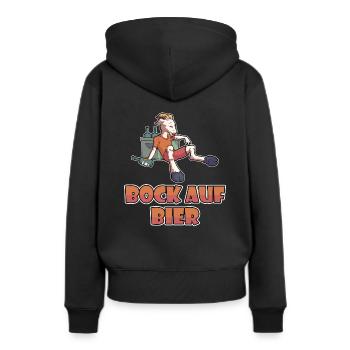 Lustiger Bock auf Bier Saufen Sauftour Fass Malle - Frauen Premium Bio Hoodie - Schwarz - Hinten - Julia (174cm)