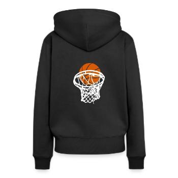 Ball im Korb Basketball - Frauen Premium Bio Hoodie - Schwarz - Hinten - Julia (174cm)