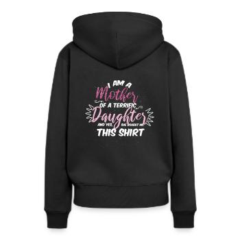 Ich bin Mama einer wahnsinnig traumhaften Tochter - Frauen Premium Bio Hoodie - Schwarz - Hinten - Julia (174cm)