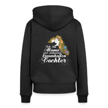 Ich bin Mama einer wahnsinnig traumhaften Tochter - Frauen Premium Bio Hoodie - Schwarz - Hinten - Julia (174cm)