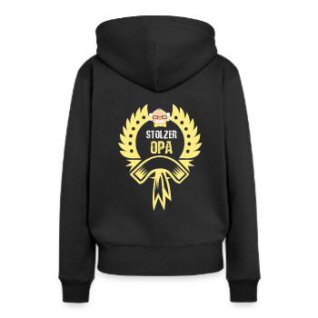Stolzer Opa - Frauen Premium Bio Hoodie - Schwarz - Hinten - Julia (174cm)