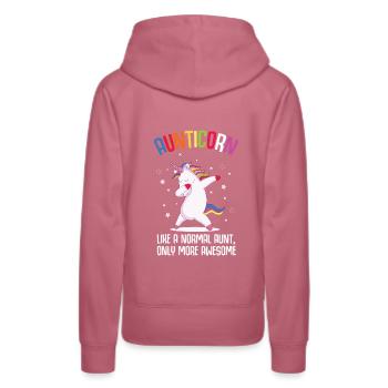 Unicorn Aunt Aunticorn Colorful Pink Funny Gift - Women’s Premium Organic Hoodie - mauve - Back - Isabella (175cm)