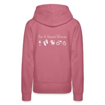 Simple Woman Frau Wein Katze Motorrad Geschenk - Frauen Premium Bio Hoodie - Malve - Hinten - Isabella (175cm)