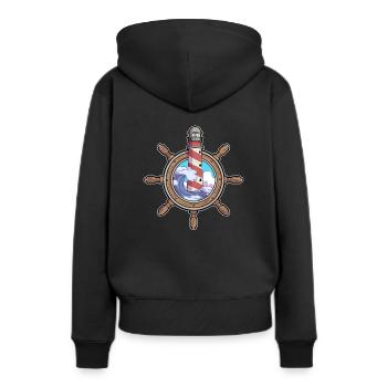 Volant phare côte nord allemand cadeau - Sweat à capuche Premium bio Femme - noir - Dos - Julia (174cm)