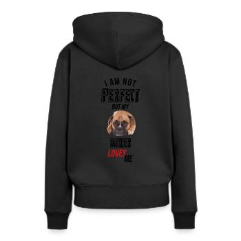 Je ne suis pas parfait, mais mon boxeur m'aime! - Sweat à capuche Premium bio Femme - noir - Dos - Julia (174cm)
