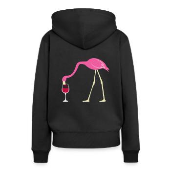 Lustiges Durstiger Flamingo Rotwein Geschenk - Frauen Premium Bio Hoodie - Schwarz - Hinten - Julia (174cm)