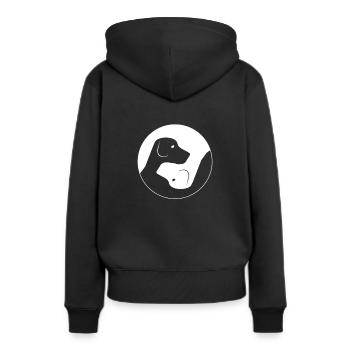 Yin Yang Hunde Dog Schwarz Weiß Leben Geschenk - Frauen Premium Bio Hoodie - Schwarz - Hinten - Julia (174cm)