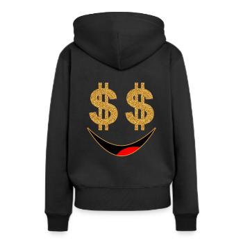 Argent en espèces en euros billets en euros - Sweat à capuche Premium bio Femme - noir - Dos - Julia (174cm)