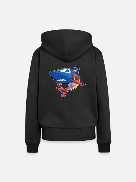 Robot haaien haaien roofdier - Vrouwen Premium Bio hoodie - zwart