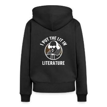 Lit in Literature - Frauen Premium Bio Hoodie - Schwarz - Hinten - Julia (174cm)