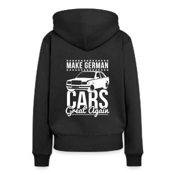 German cars deutsche Autos - Frauen Premium Bio Hoodie - Schwarz - Hinten - Julia (174cm)