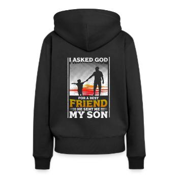 Vater und Sohn - Frauen Premium Bio Hoodie - Schwarz - Hinten - Julia (174cm)