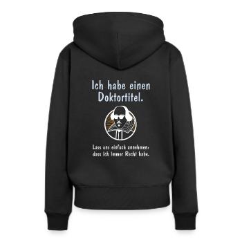 Doktortitel - Frauen Premium Bio Hoodie - Schwarz - Hinten - Julia (174cm)