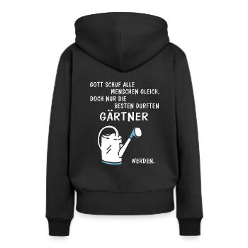 Gärtner - Frauen Premium Bio Hoodie - Schwarz - Hinten - Julia (174cm)