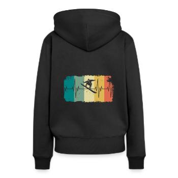 Snowboard Herzschlag Vintage EKG Winter Geschenk - Frauen Premium Bio Hoodie - Schwarz - Hinten - Julia (174cm)