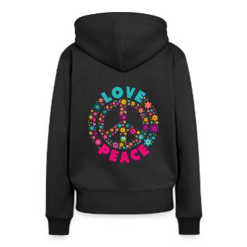 Chemise Hippi Love Peace Motif Hippie Flower Power - Sweat à capuche Premium bio Femme - noir - Dos - Julia (174cm)
