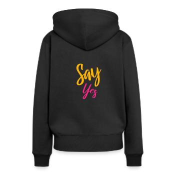 Say Yes, Demande en mariage,Demande,Marry me, - Sweat à capuche Premium bio Femme - noir - Dos - Julia (174cm)