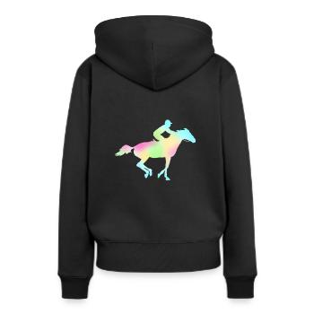 Cheval avec cheval de course jockey - Sweat à capuche Premium bio Femme - noir - Dos - Julia (174cm)