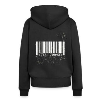 Barcode Geschenkidee - Frauen Premium Bio Hoodie - Schwarz - Hinten - Julia (174cm)